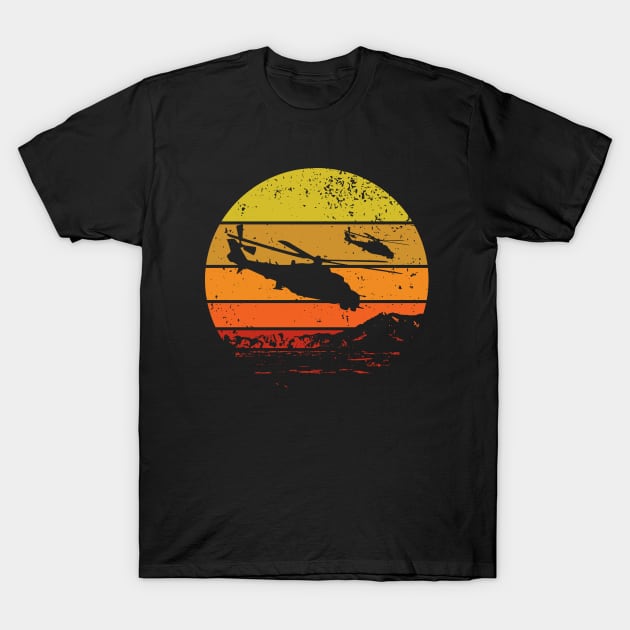 Mi-24 Hind helicopter sunset T-Shirt by GRIM GENT